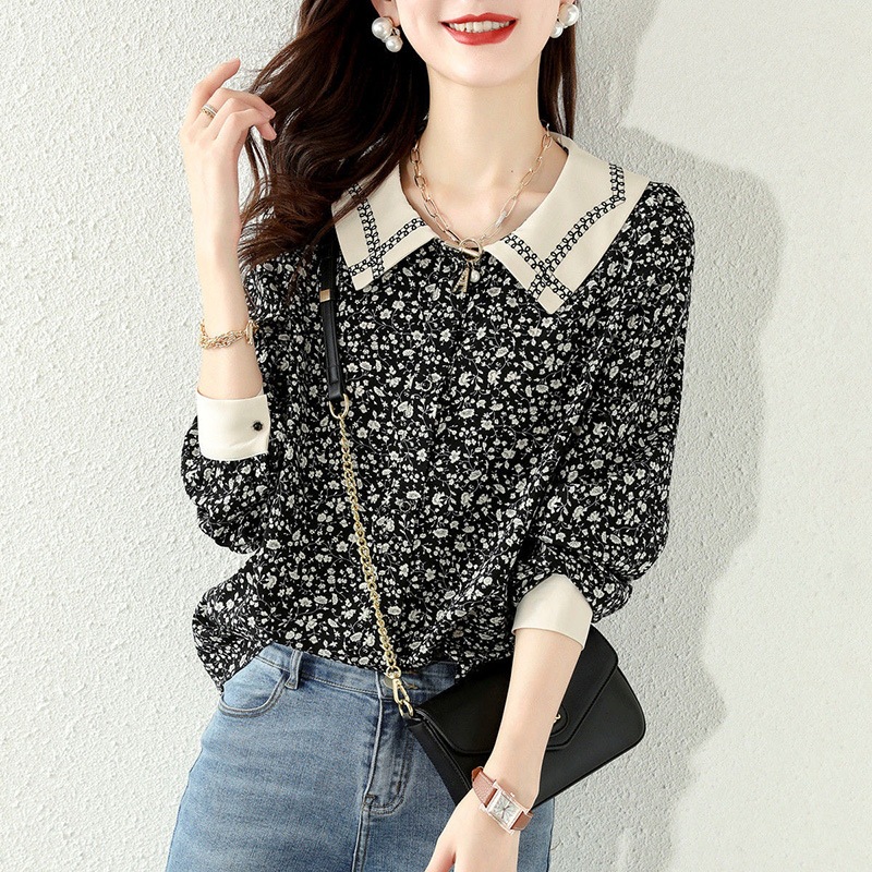 Title 3, Fashion Design Loose Slimming Elegant Floral Top