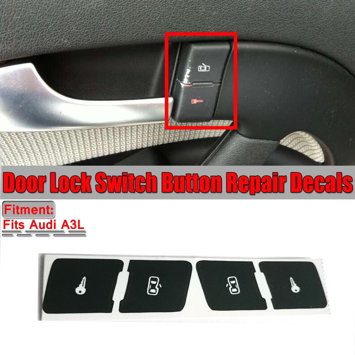 Left And Right Matte Black Car Door Lock Control Button Sticker