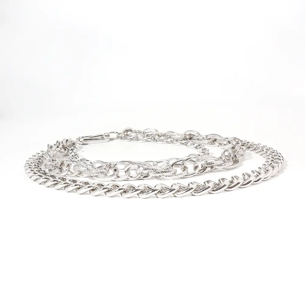 Hip Hop Fashion Pants Chain Men And Women Advanced Sense Multi Ring Silver Metal Chain Heavy Metal Industrial Style Jeans Hip-hop Accessories