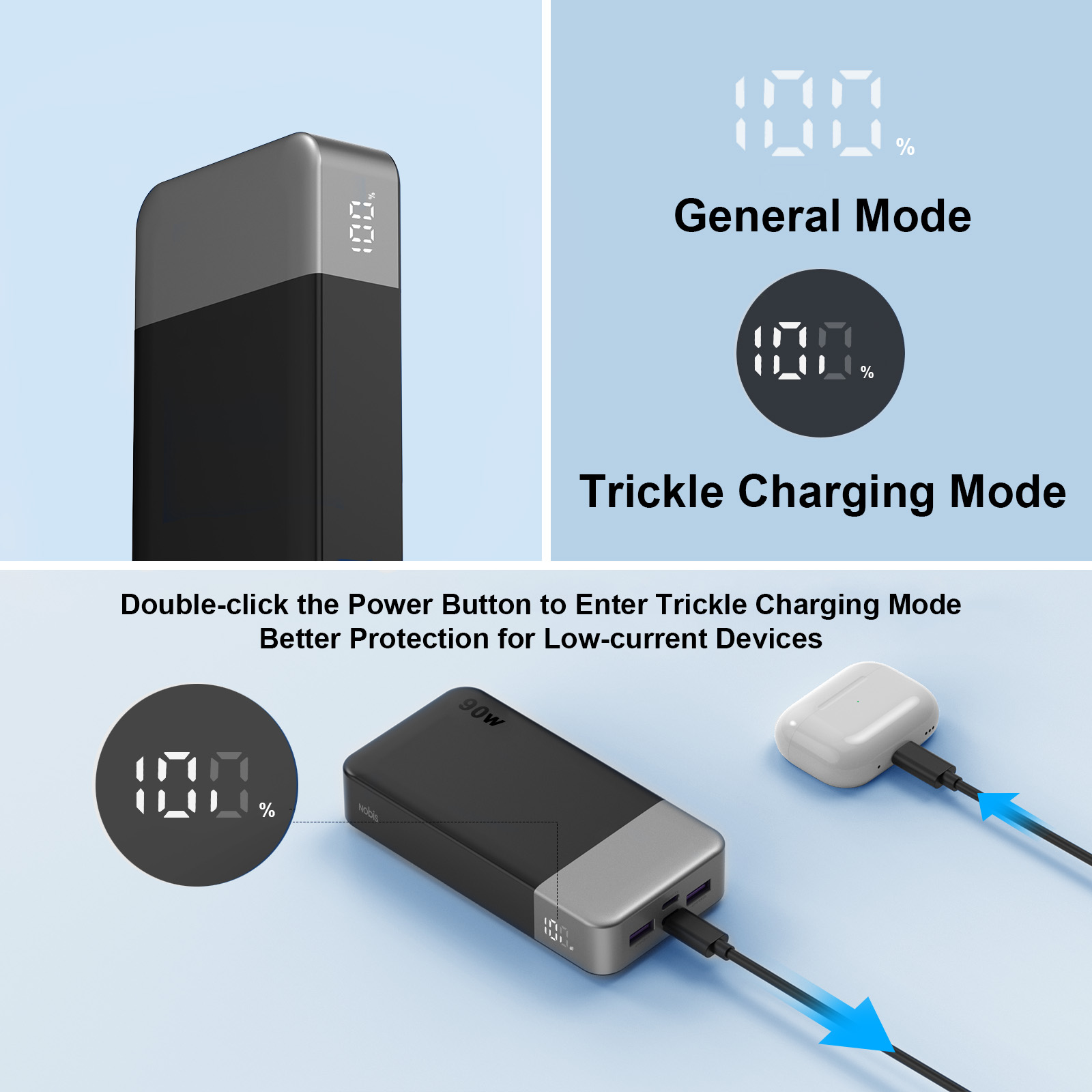 French Overseas Warehouse NOBIS 90W Portable Charger 20000mAh Fast Charging Power Bank For Laptop And Phone 6