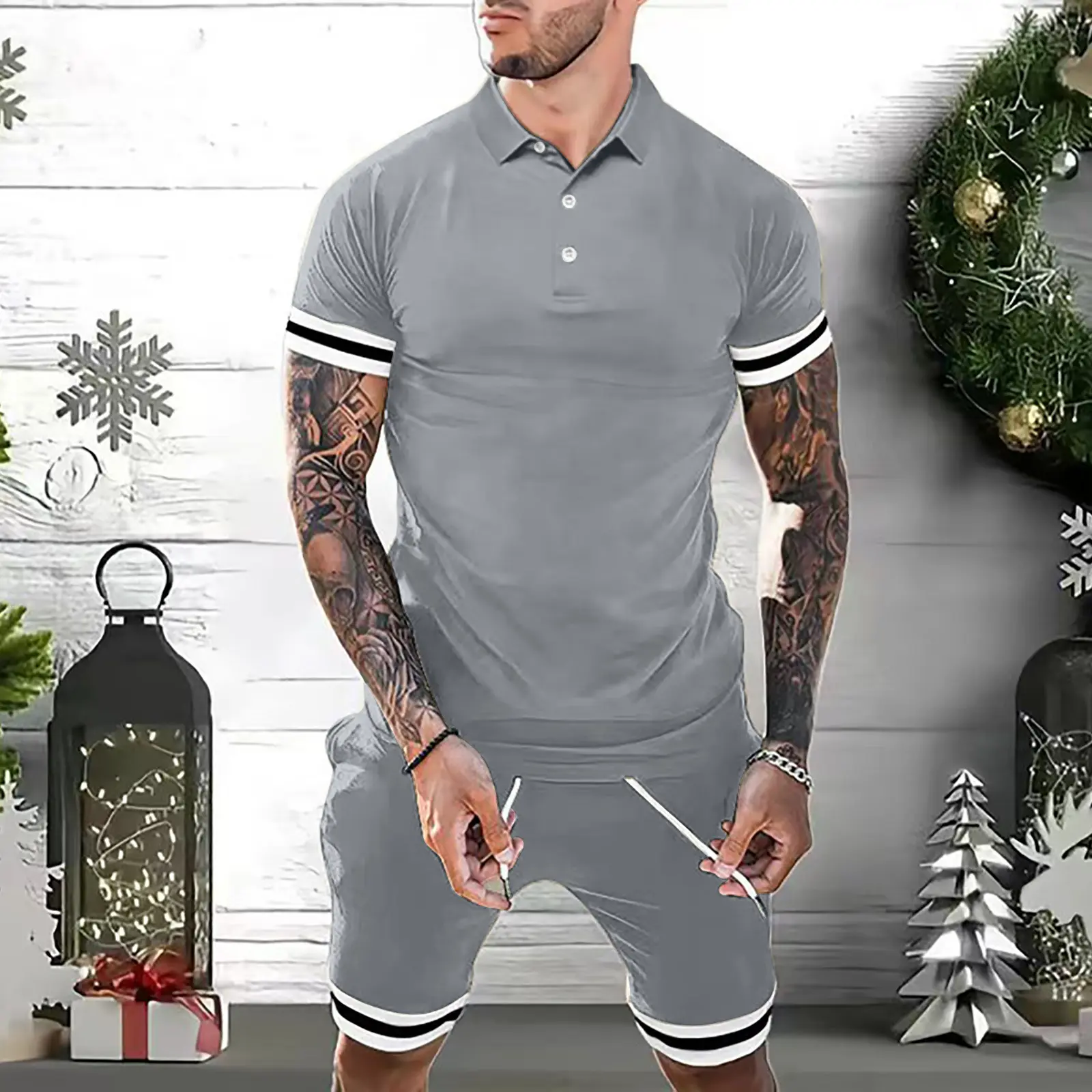 Mens Short Sets Outfits Polo Shirt Fashion