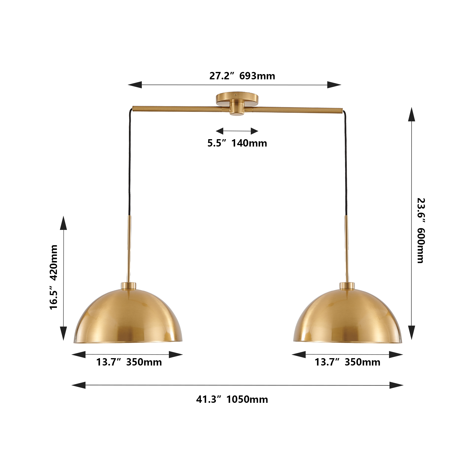 41inch Industrial Modern Copper Color Double Pendant Light Adjustable Ceiling Hanging Lamp With Bright Finish For Dining Room, Kitchen, Or Living Room Stylish And Durable Lighting Fixture No 