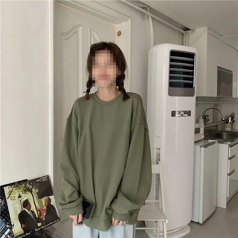 Korean Style Loose Solid Color Pullover Sweater