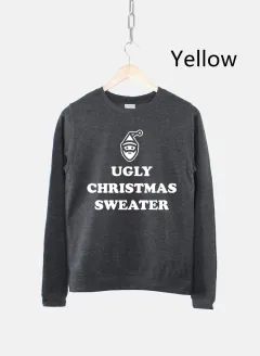 Women's Ugly Christmas Sweater Sweatshirt Bah Humbug Funny - Yellow - View 1