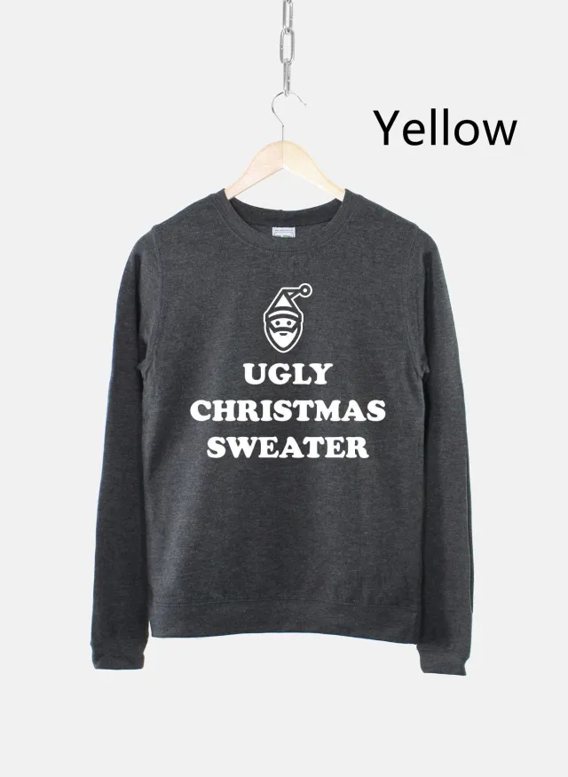 Women's Ugly Christmas Sweater Sweatshirt Bah Humbug Funny Yellow - Shop at LoveMi