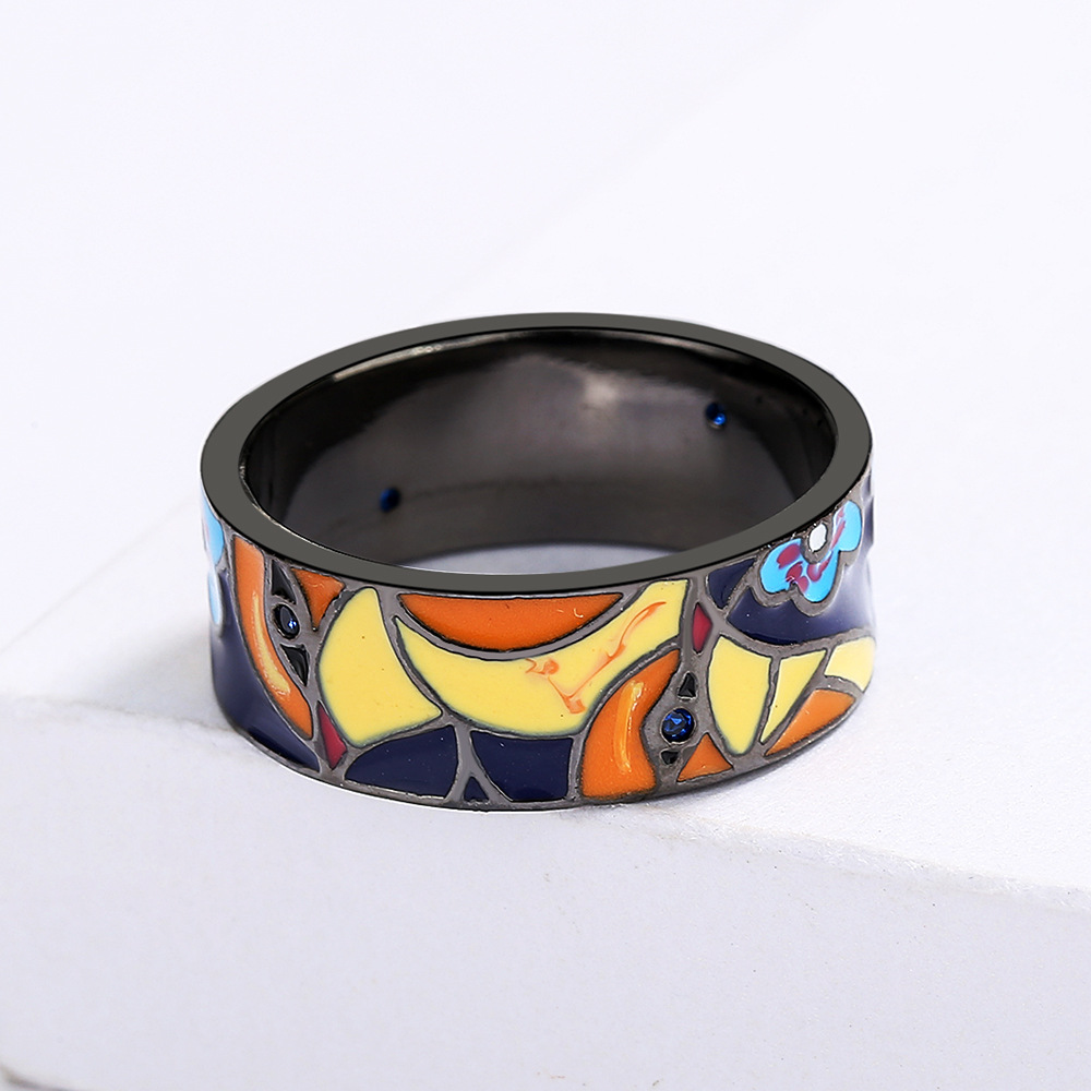 European And American Fashion Electroplating Oil Drop Eye Zircon Ring