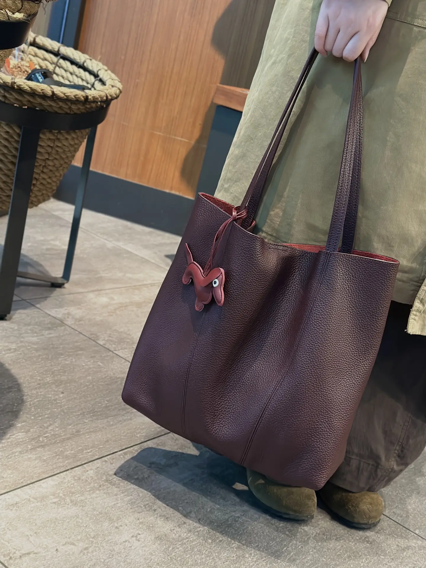 Top-grain Leather Tote Bag, High-end Feel, Large