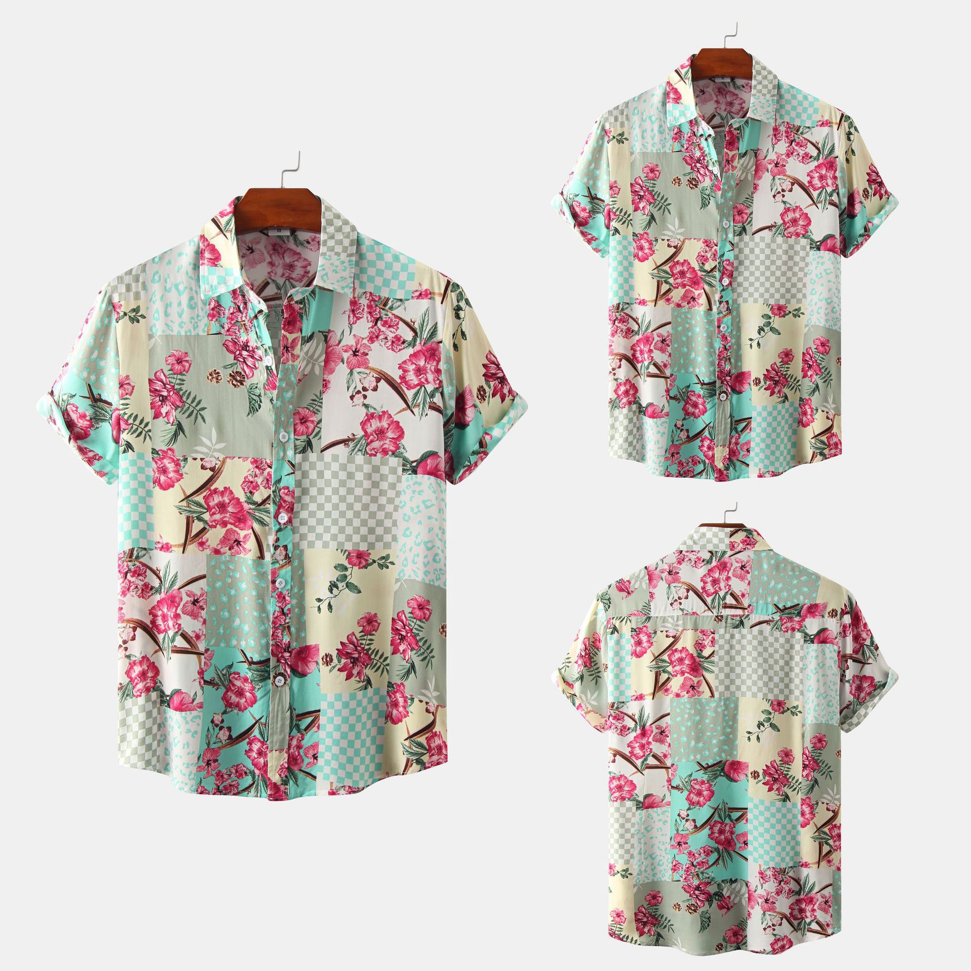 Title 6, Camisa floral de manga corta para hombre con so...