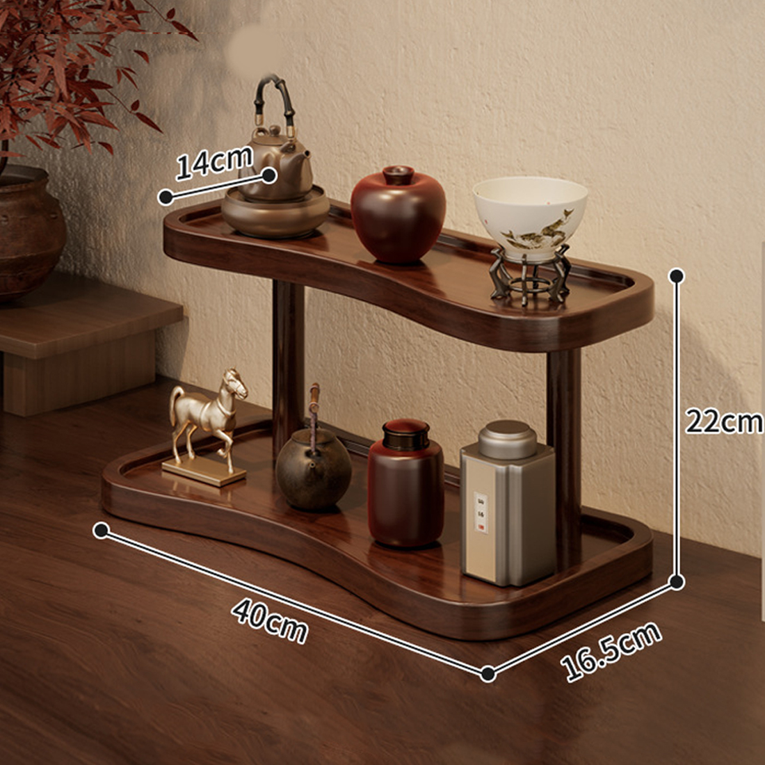 New Walnut Desk Organizer Shelf Modern Multiuse 2 Tier For Pantry Bedroom — image 11