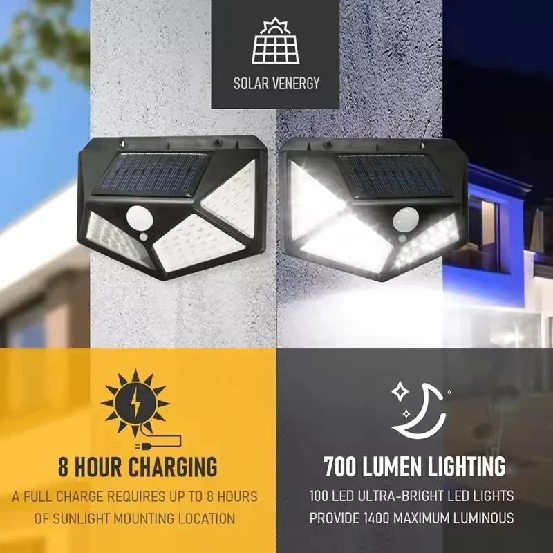 Solar Power PIR Motion Sensor Wall Lights 10 0 LED Outdoor Garden Security Lamp — image 12