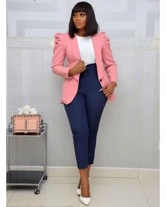 Women's Autumn And Winter New Casual Style Pleated Solid Color Jacket - Pink - View 1