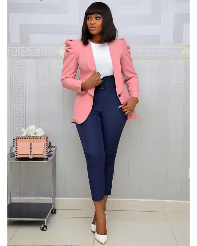 Women's Autumn And Winter New Casual Style Pleated Solid Color Jacket Pink - Shop at LoveMi