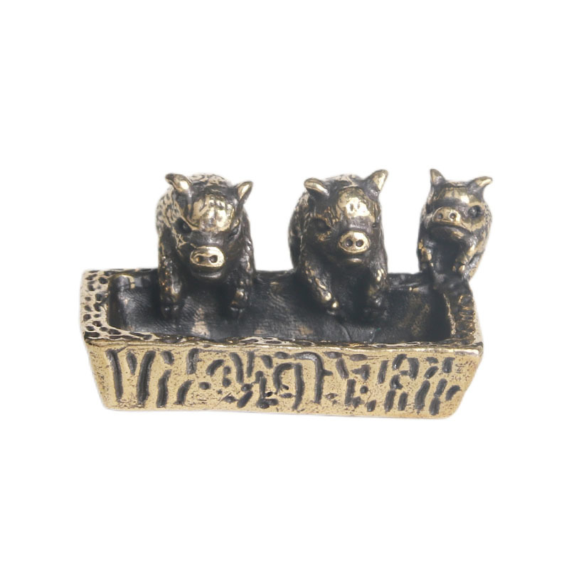 Title 1, Retro Pure Brass Piggy Trough Desktop Decoration