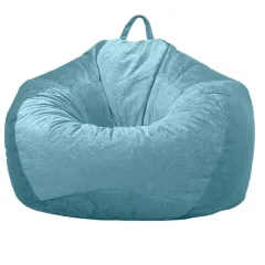 Lazy Sofa Bean Bag Cloth Cover Tatami Short Velvet No Filler Home Toy Storage - Light Blue - View 1