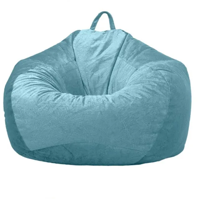 Lazy Sofa Bean Bag Cloth Cover Tatami Short Velvet No Filler Home Toy Storage Light Blue - Shop at LoveMi