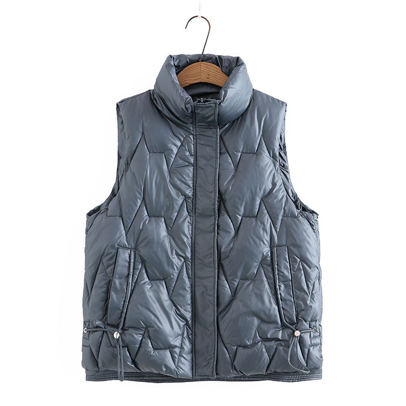 Korean Version Of Fat And Thin Everything Stand Collar Thickened Cotton Vest Grey - Shop at LoveMi