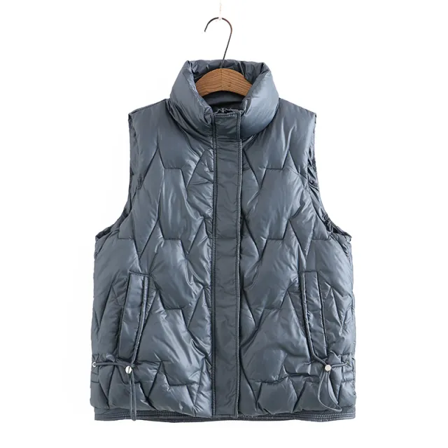 Korean Version Of Fat And Thin Everything Stand Collar Thickened Cotton Vest Tan - Shop at LoveMi