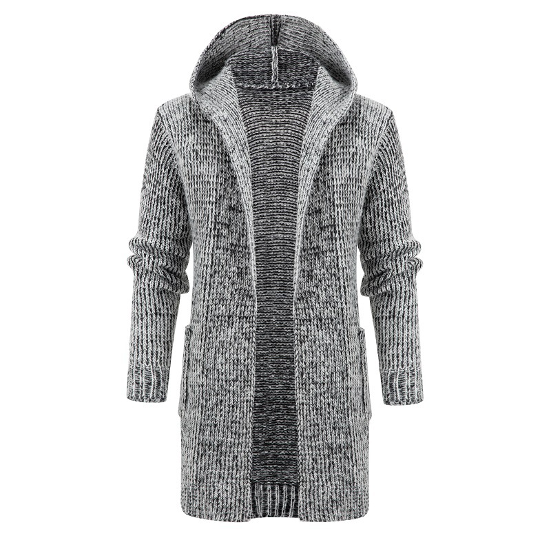 Coat Cardigan Hooded Long Sweater With Horn Buttons