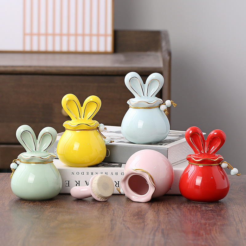 Title 1, Tea Jar Sealed Ceramic Bunny Storage Tank