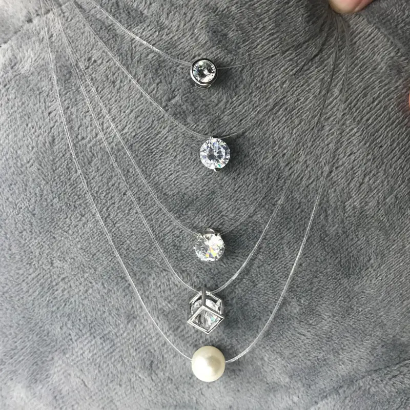Women's Fashion Transparent Silver Invisible Necklace
