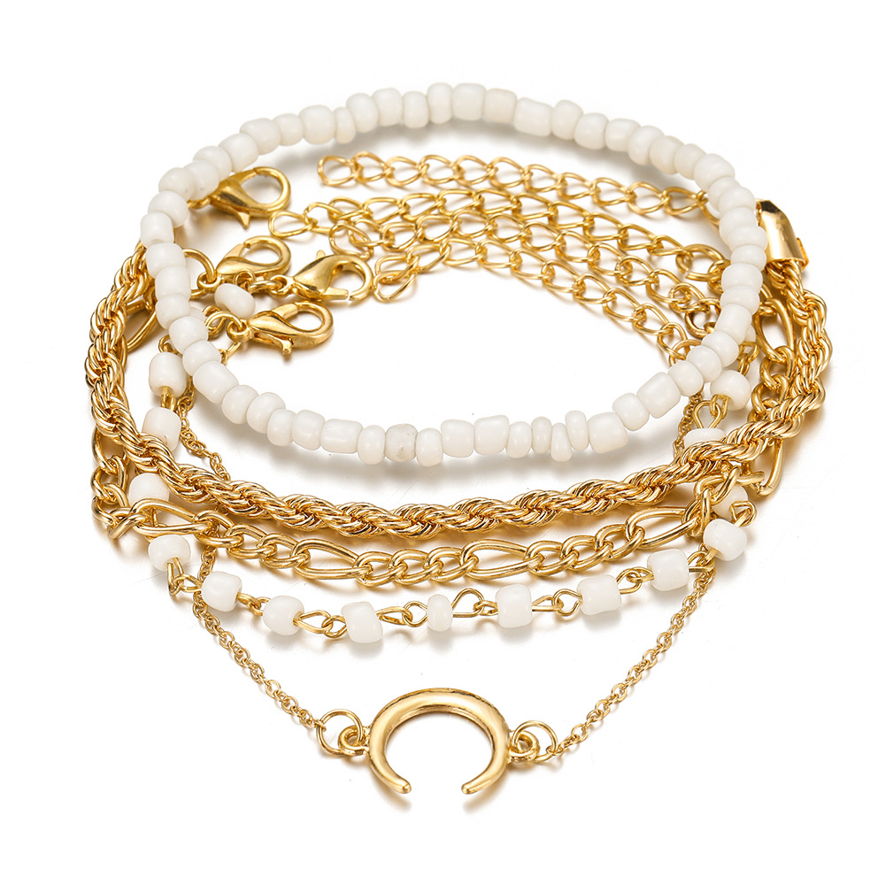 Creative Retro Rice Bead Chain Bracelet Set Ornaments Female