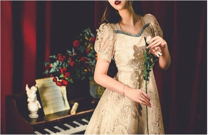 French Retro Lace Skirt Female Summer Mid-length Dress