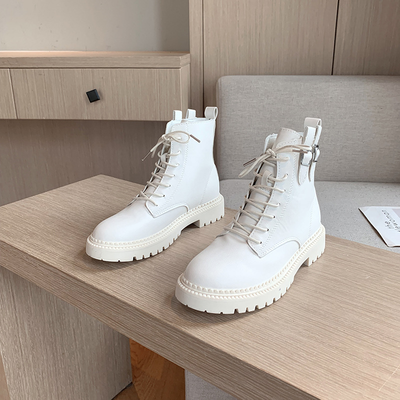 Lace-up Thick Heel Boots All-match Retro Fashion