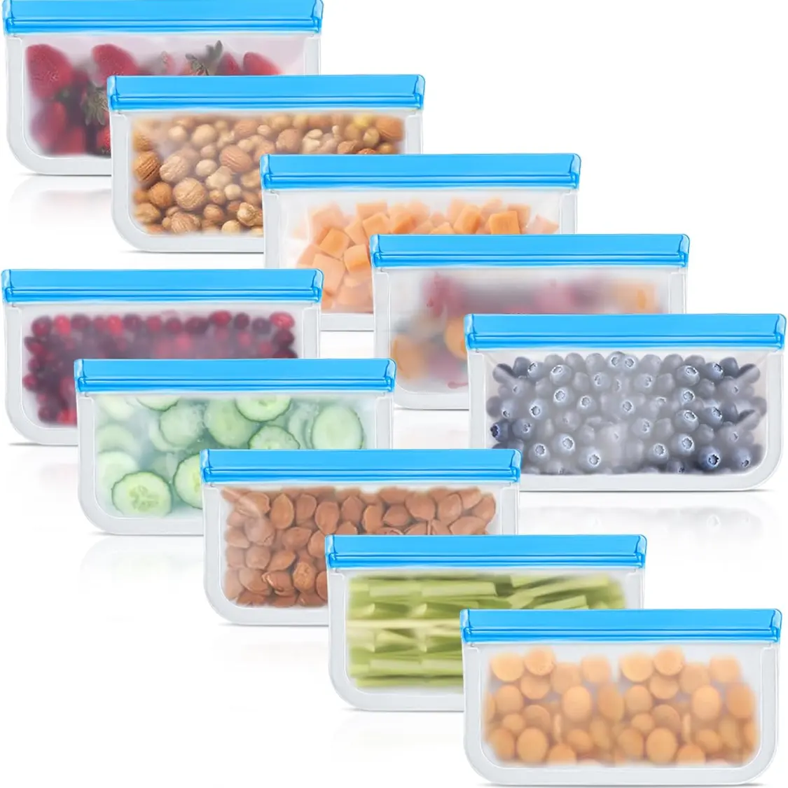 Reusable Silicone Food Storage Bags, Leakproof Dishwasher