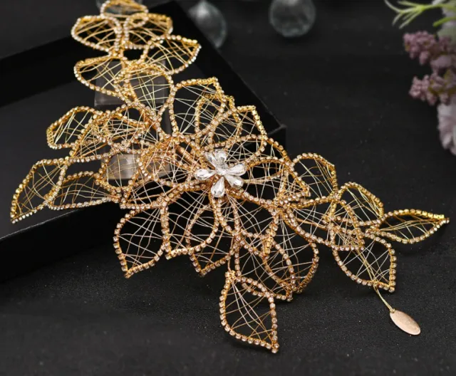 Temperament Bridal Knot Wedding Headwear Handmade Rhinestone Jewelry Gold - Shop at LoveMi