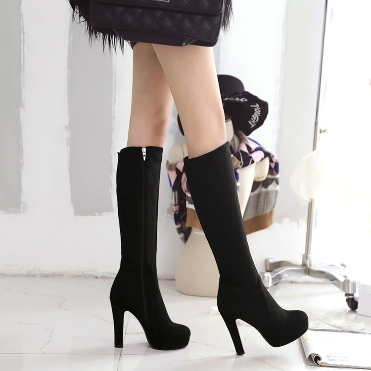 Title 9, Plus Size Super Heels Suede Platform Side Zipper