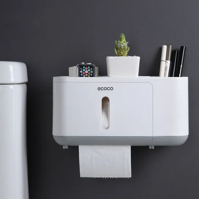 Simple Multifunctional Paper Towel Holder Nail free Waterproof Towel Pumping Grey - Shop at LoveMi