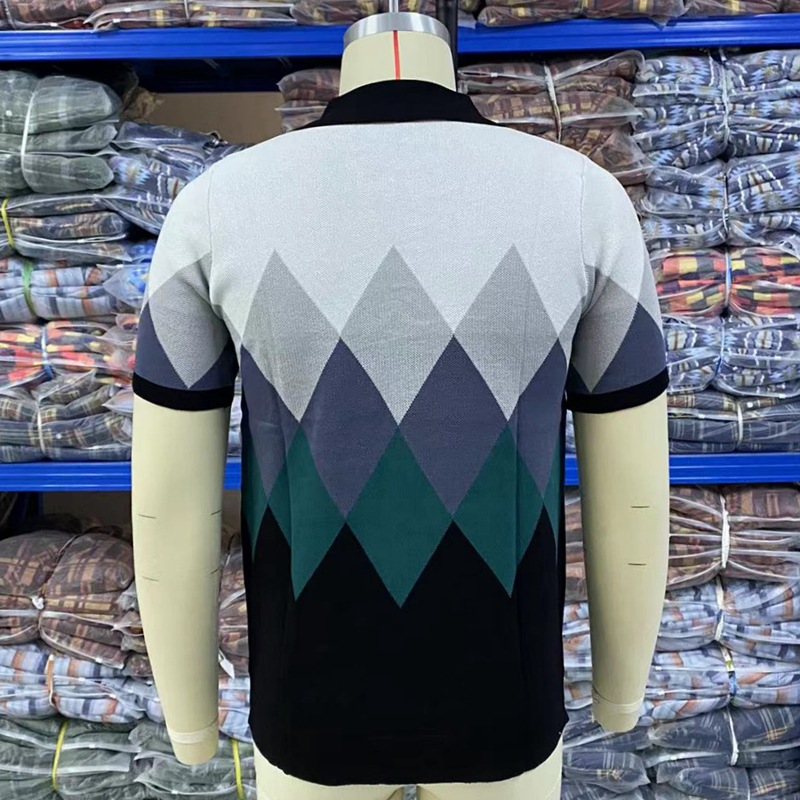 Title 5, Kurzärmeliger Diamant-Jacquard-Strickpullover f...