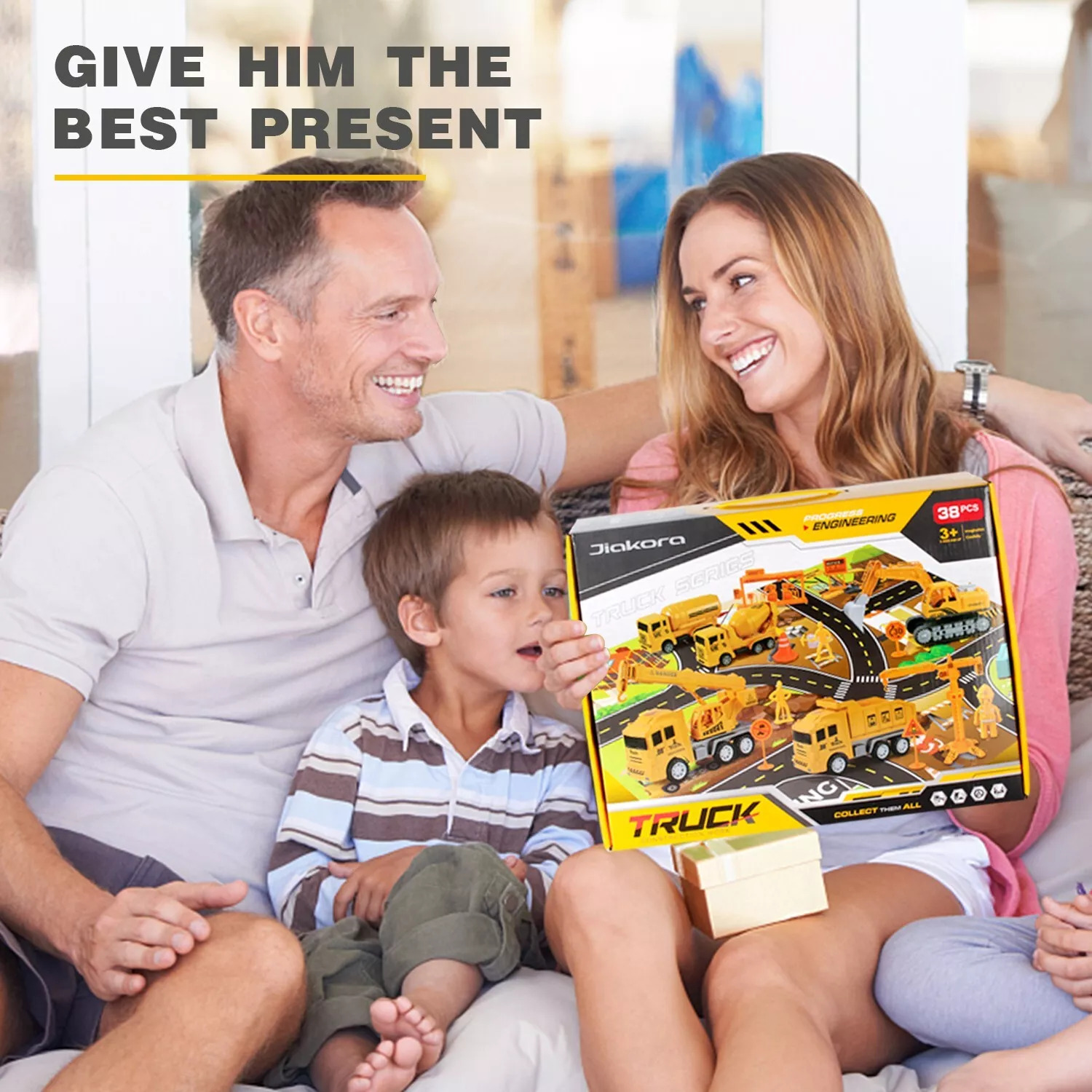 Jiakora  Construction Vehicles Toys Set With 32 27 Inches Play Mat,Toy Gift Kid 4