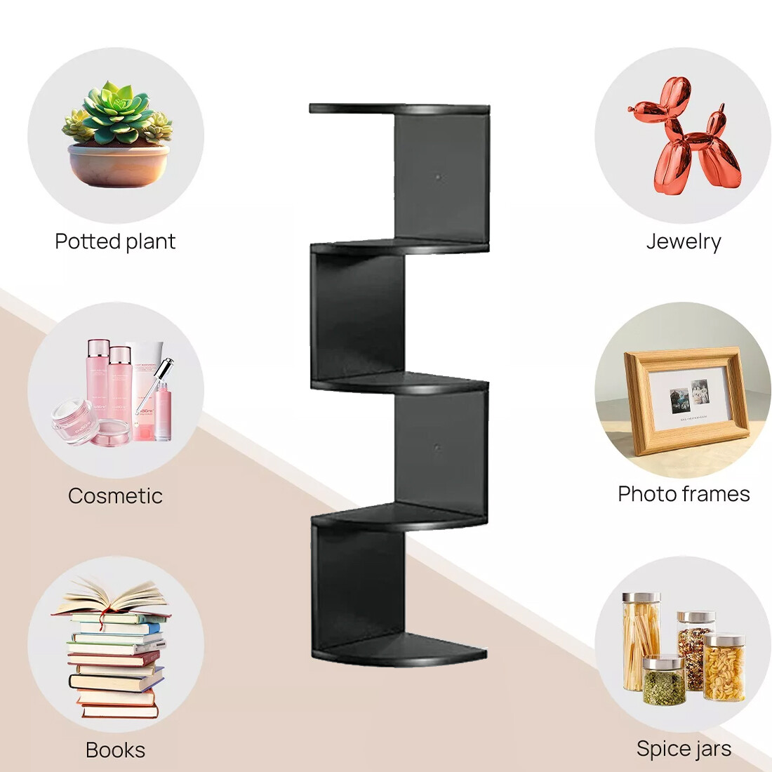 5 Tier Floating Corner Shelves Wooden Storage Display Shelf Units Wall Mount UK — image 11