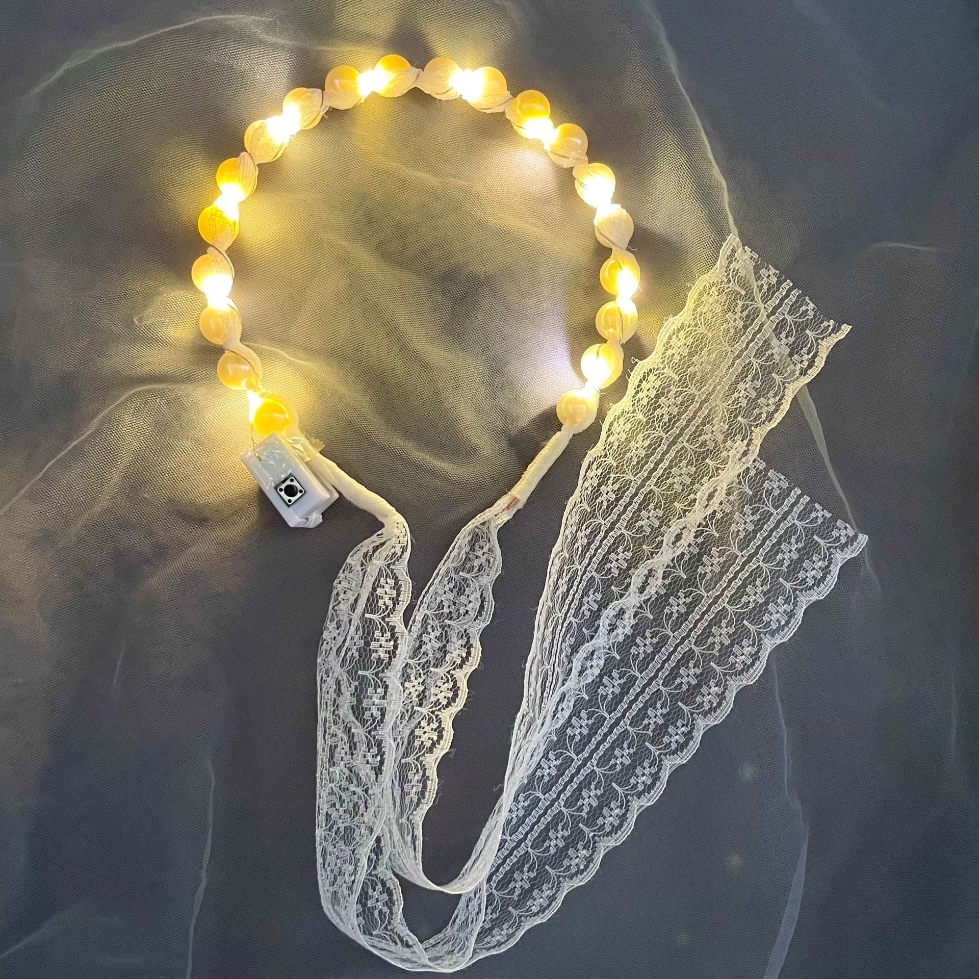 Fairy Luminous Hair Band Hair Band A System With Female Tie Hair Gentle Lace Pearl Band Headdress