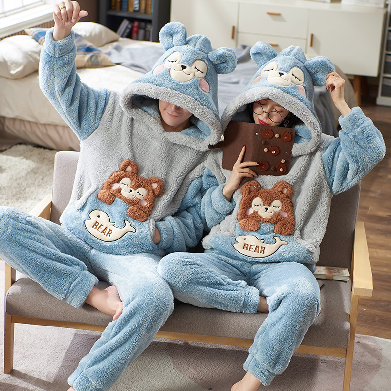 Title 6, Winter Couple Thickened Flannel Pajamas Suit