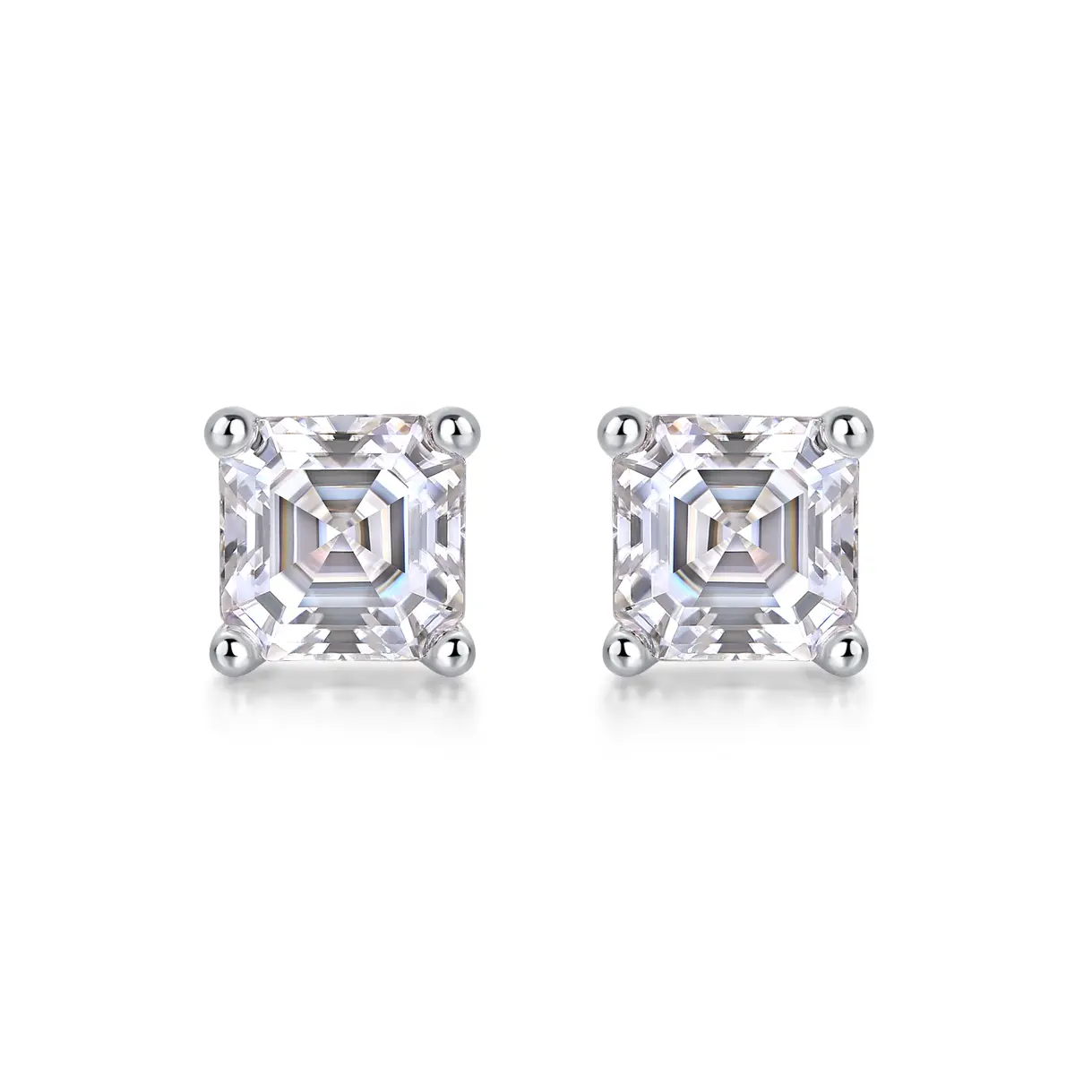1Unrestrained - A Fashionable And Luxurious Diamond Jewelry Piece Set With Square Moissanite S925 Sterling Silver And Platinum-plated Pendant Prohibit Tk Sales