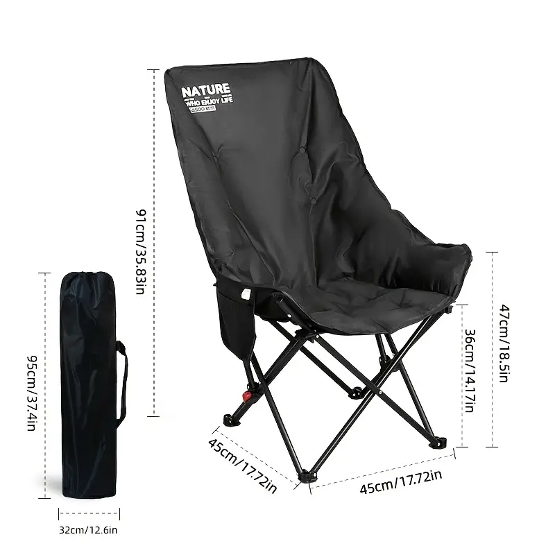High-Back Moon Chair, Outdoor Folding Camping Chair, Adjustable Portable Stool, High-Back Fishing Chair, Beach Chair