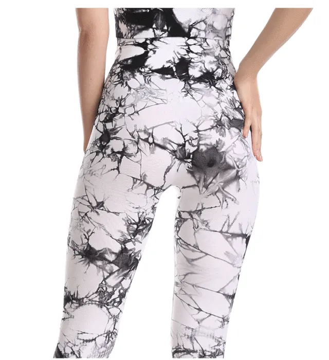 Tie Dye Leggings Women Fitness Yoga Pants Seamless Push Up Workout Tights Gym Sports Legging Black - Shop at LoveMi