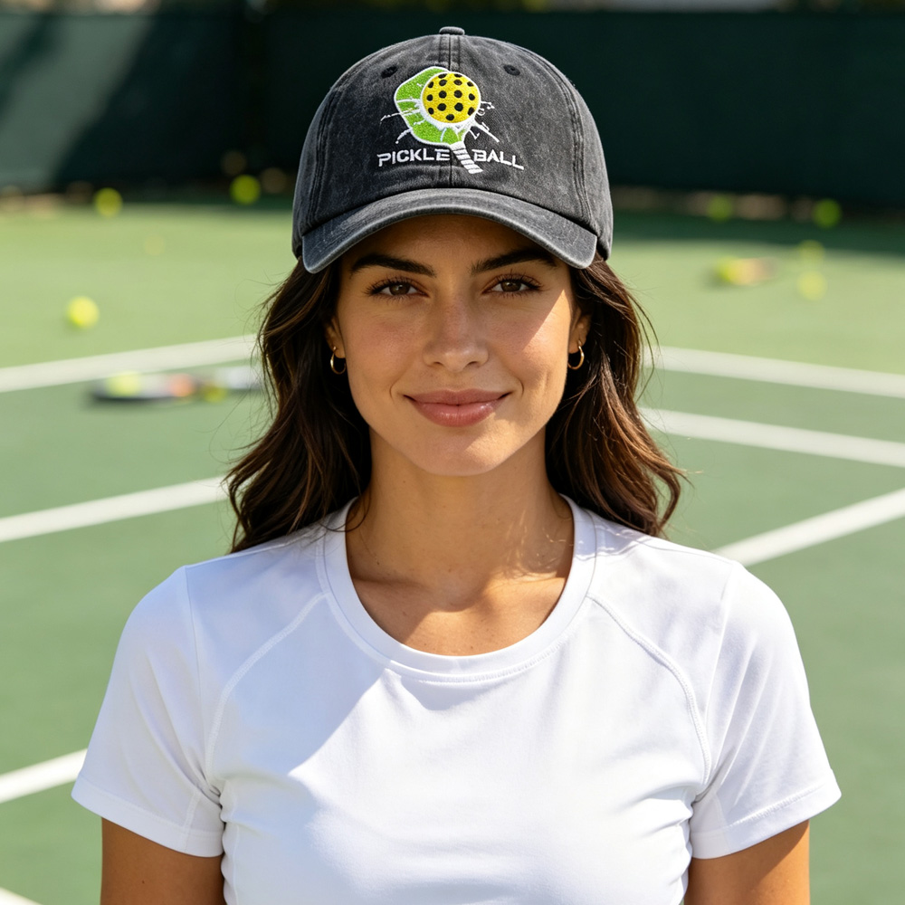 2pcs Pickleball Baseball Cap For Women Men, Embroidered Pickleball Paddle Hat, Vintage Cotton Hat For Outdoor Sports — foto 2