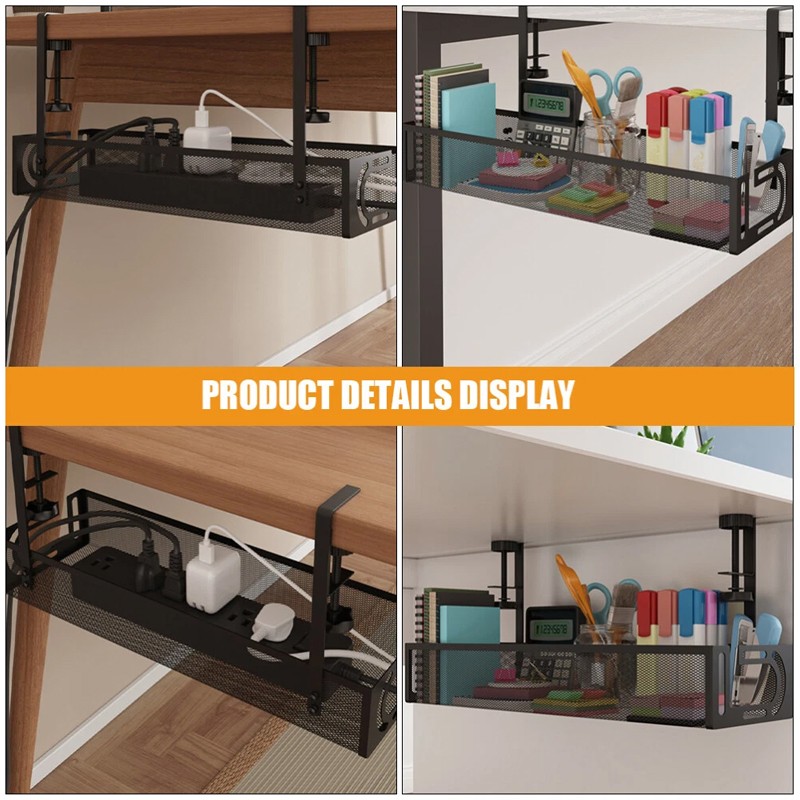 Under Desk Cable Management Tray Cord Holder Storage Office Home Table Tidy Rack