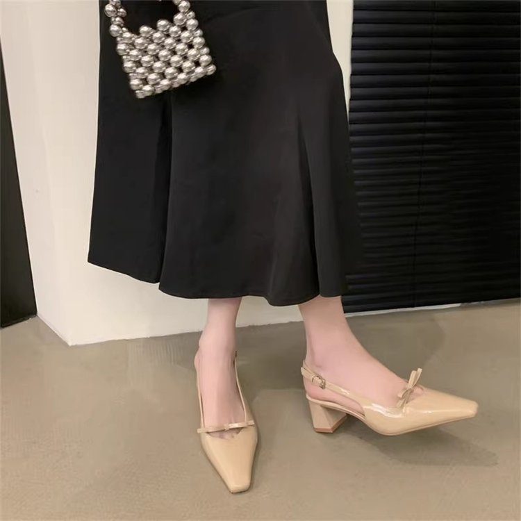 Women's Silver French Style Block Heel Sandals, 2025 New Arrival, Elegant Closed Toe Summer Shoes, Unique Designer Heels For Women