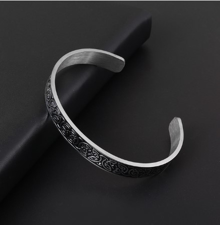 Simple Retro Viking Totem Rune Open Bracelet Men And Women R