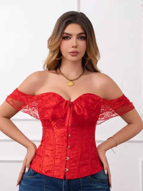 Court-style Lace Sexy Corset Dress with Boned Bodice