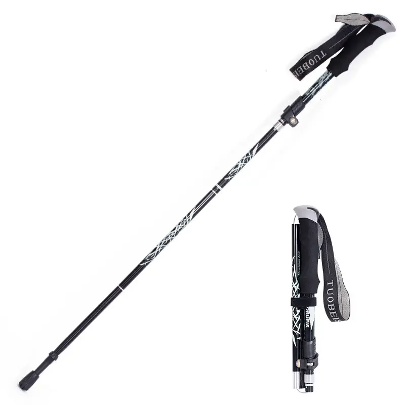 Ultralight Aluminum Alloy 5Sections Walking Poles Adjustable Trekking Telescopic