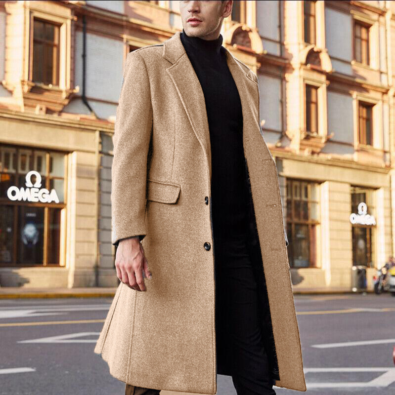 Title 5, Casaco longo de lã masculino estilo trench coat...