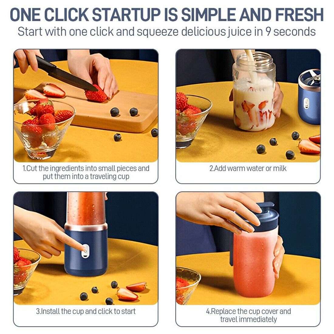 Rechargeable Electric Fruit Juice Maker Portable Blender Smoothie Juicer Machine — image 11