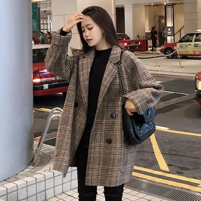 Student Retro Style Suit Loose Woolen Coat Photo Color - Shop at LoveMi