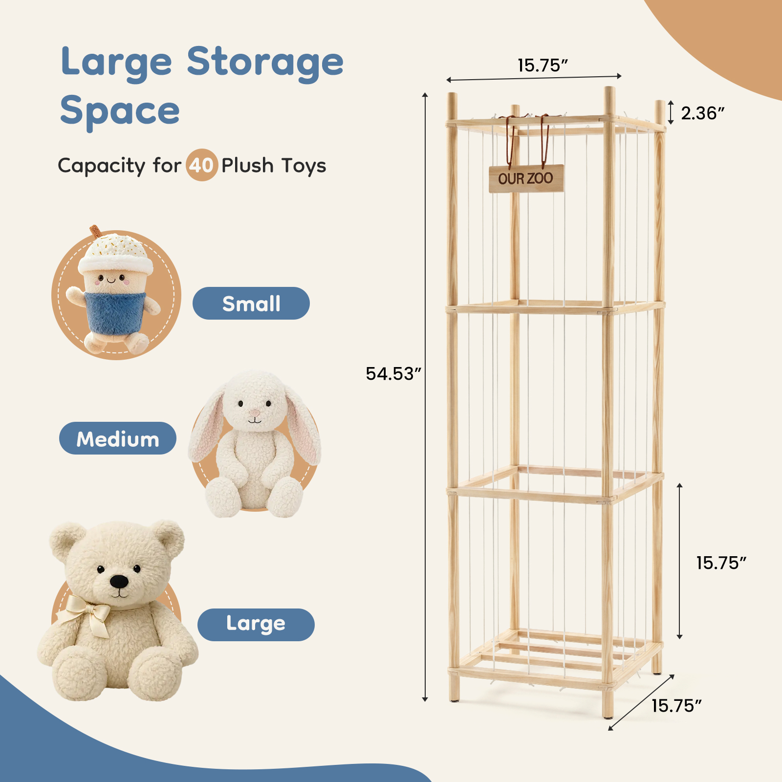 Wooden Toy Storage Rack, Suitable For Saving Space In Children's Rooms, Bedrooms, Baby Rooms And Children's Activity Rooms.