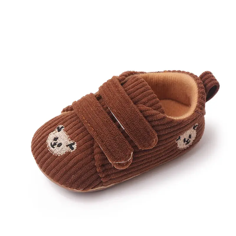 Embroidered Little Bear Baby Shoes Double Velcro Striped Children's Shoes Toddler Shoes